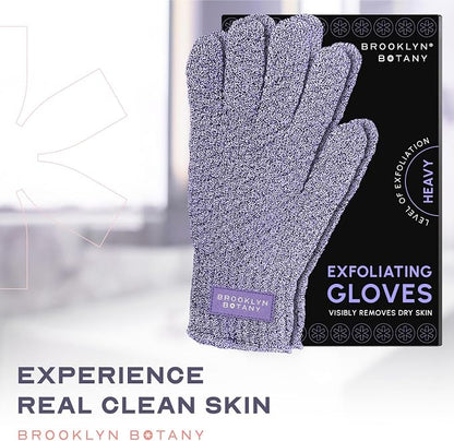 Brooklyn Botany Exfoliating Gloves for Bath and Shower – Heavy Duty Exfoliating Body Scrubber for Massage and Dead Skin Remover for Body – 1 Pair