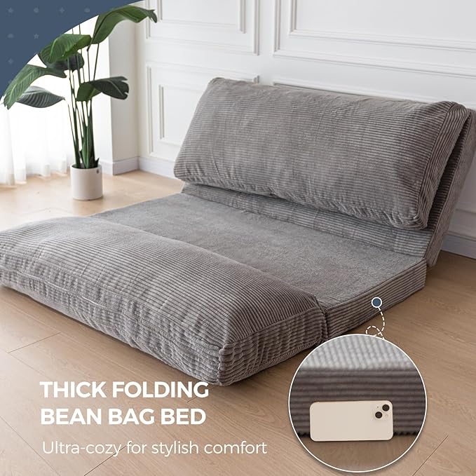 MAXYOYO Folding Sofa Bed, Extra Thick and Long Floor Sofa Convertible Sleeper