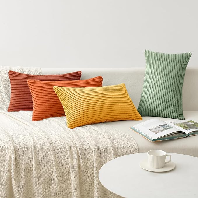 MIULEE Decorative Throw Pillow Covers 12x20 Inch Set of 4, Vibrant Cushion