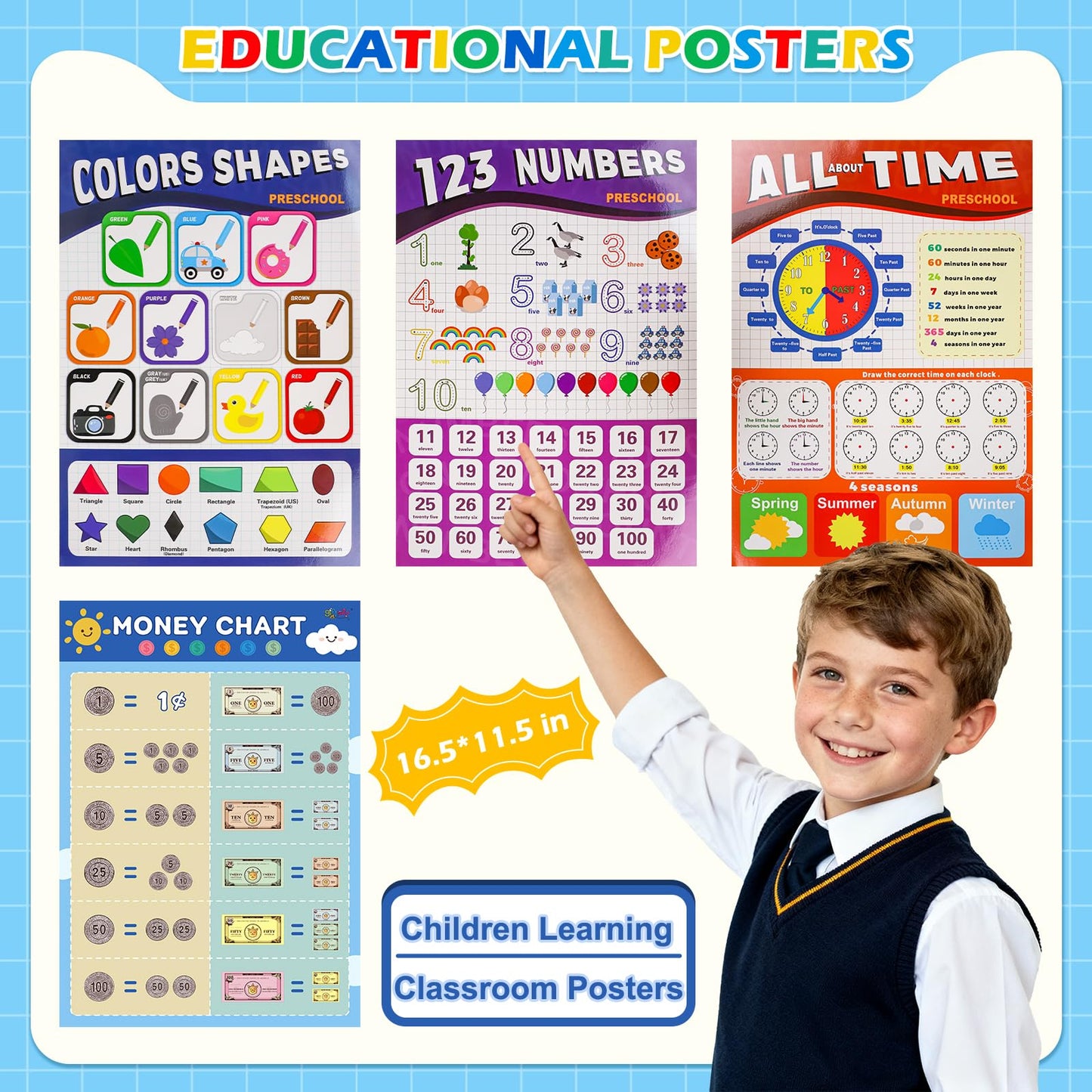 Gifts2U Pretend Teacher Playset for Kids, Play School Toys for Girls Boys with Teacher Bag, Whiteboard, Play Money, Learning Clock, Educational Posters and Play Teaching Supplies