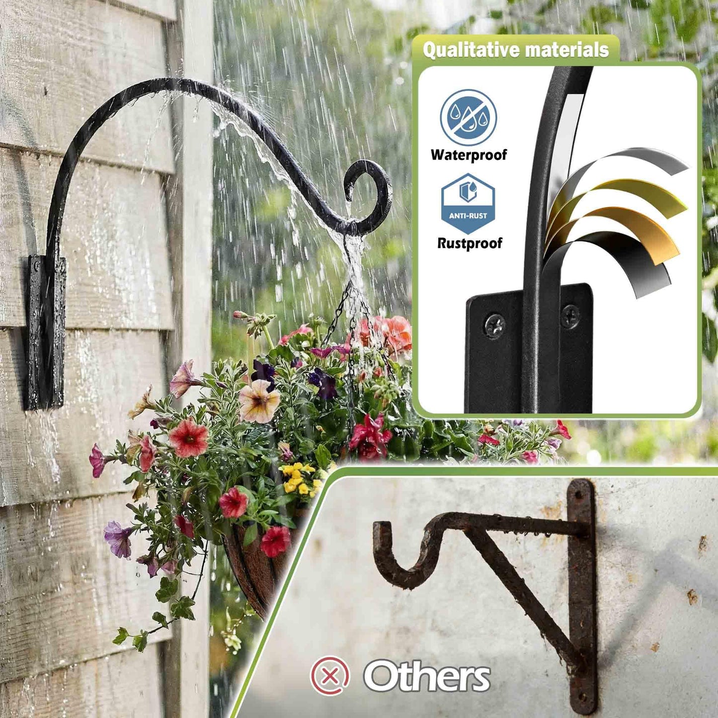 Lifyzoon Heavy Duty Plant Hanger Bracket (22"/Black) Outdoor Hand-Forged Hanging Plant Bracket Durable and Stable Bird Feeder Hanger