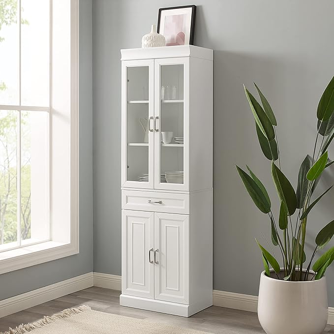 Crosley Furniture Stanton Glass Door Pantry Storage Cabinet