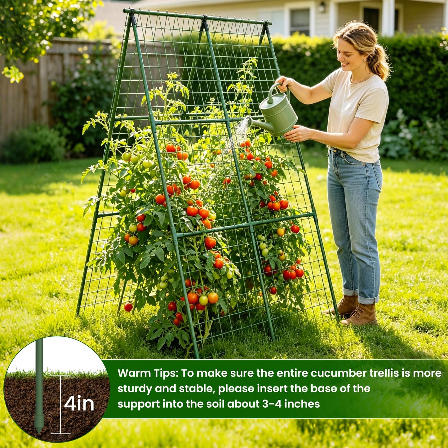 2 Pack Cucumber Trellis 32" L x 48" H, A-Frame Garden Trellis for Climbing Plants Outdoor, Vegetable Trellis for Raised Bed, Support for Squash Pea Zucchini Grape Flowers Tomato