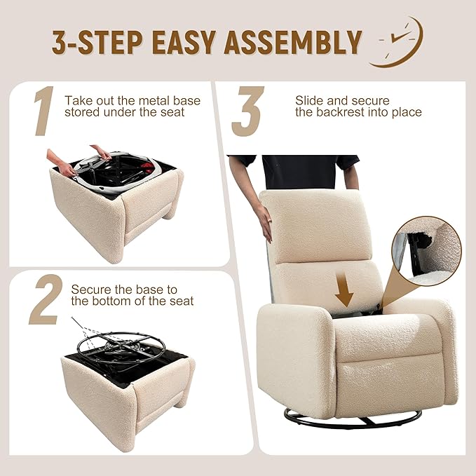 Korser 360° Rocking Chair, Nursery Rocker Chair