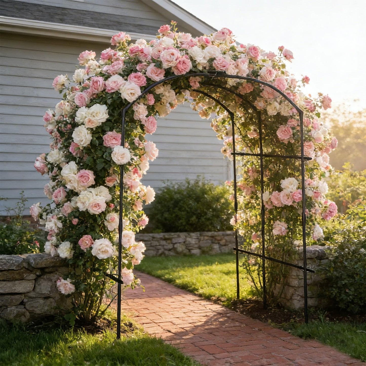 Tall Garden Arch Trellis for Climbing Plants, 87in Tall Metal Plant Support Trellis Archway for Climbing Plant Vegetables Cucumber, Outdoor Yard Lawn Garden Arch Tunnel Trellis