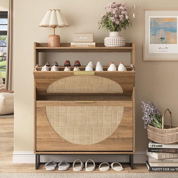 Maupvit Rattan Shoe Storage Cabinet