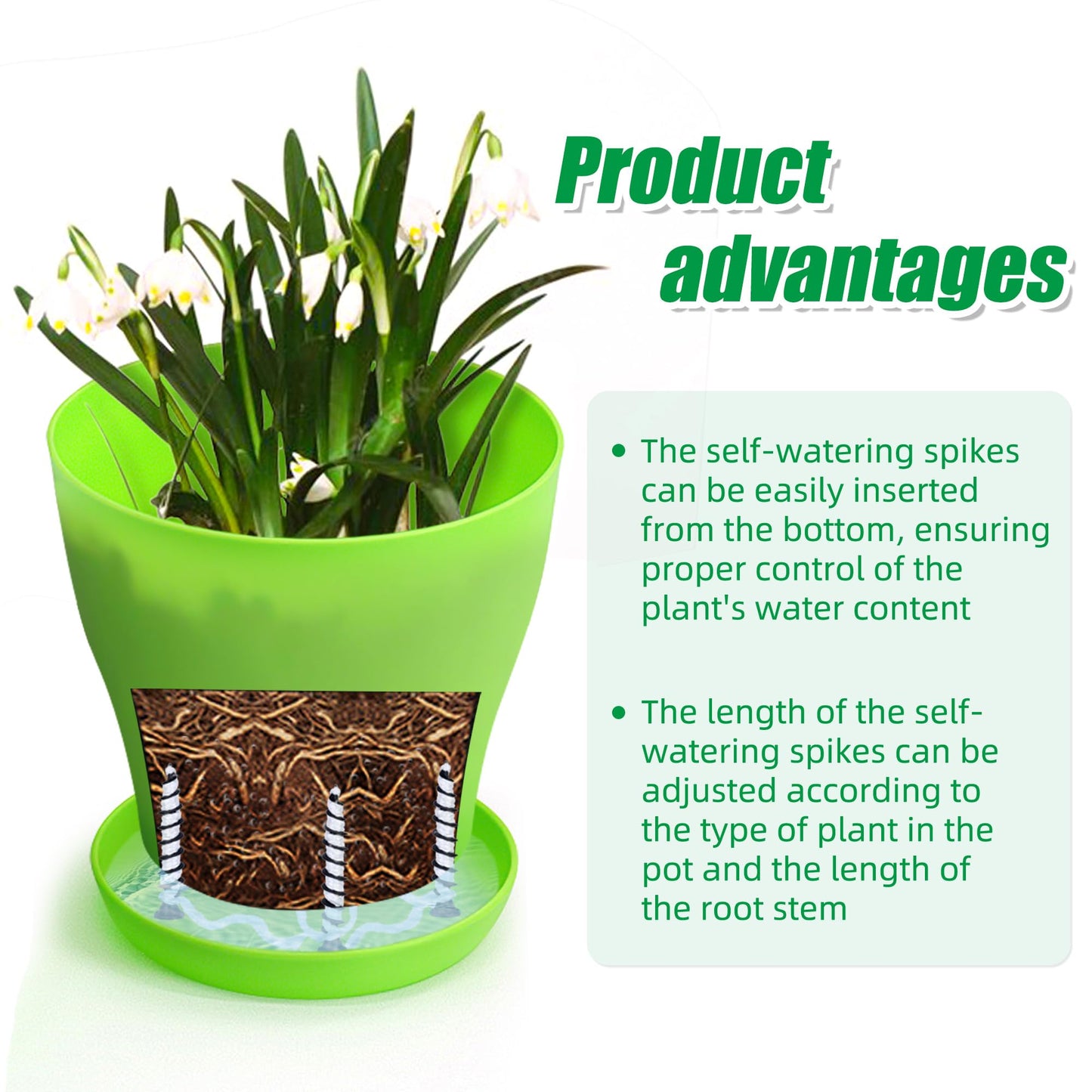 Muximud 12 Pack Self Watering Spikes, Automatic Plant Watering Stakes with Wicking Rope for Indoor Outdoor Plants DIY Vacation Self-Watering System Devices for Grower Pots Potted Plants Seedlings