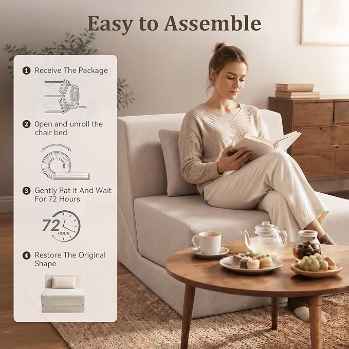 Fold Out Chair Bed, Folding Sofa Bed, 3 in 1 Convertible Sleeper Chair Bed