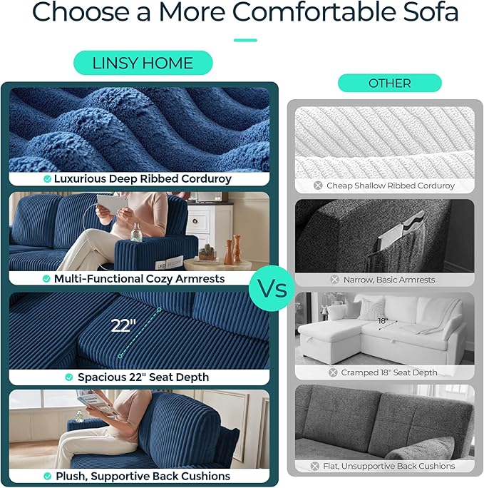 LINSY HOME Loveseat Sofa with Storage