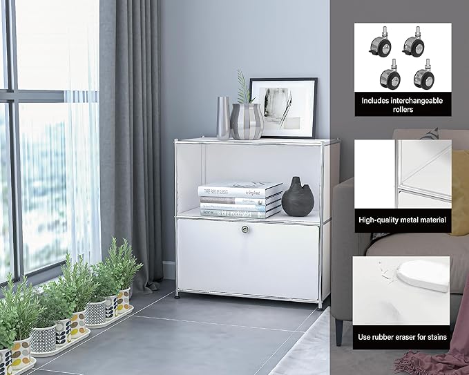 32.5-Inch Flip-Top Side Table & Buffet Cabinet