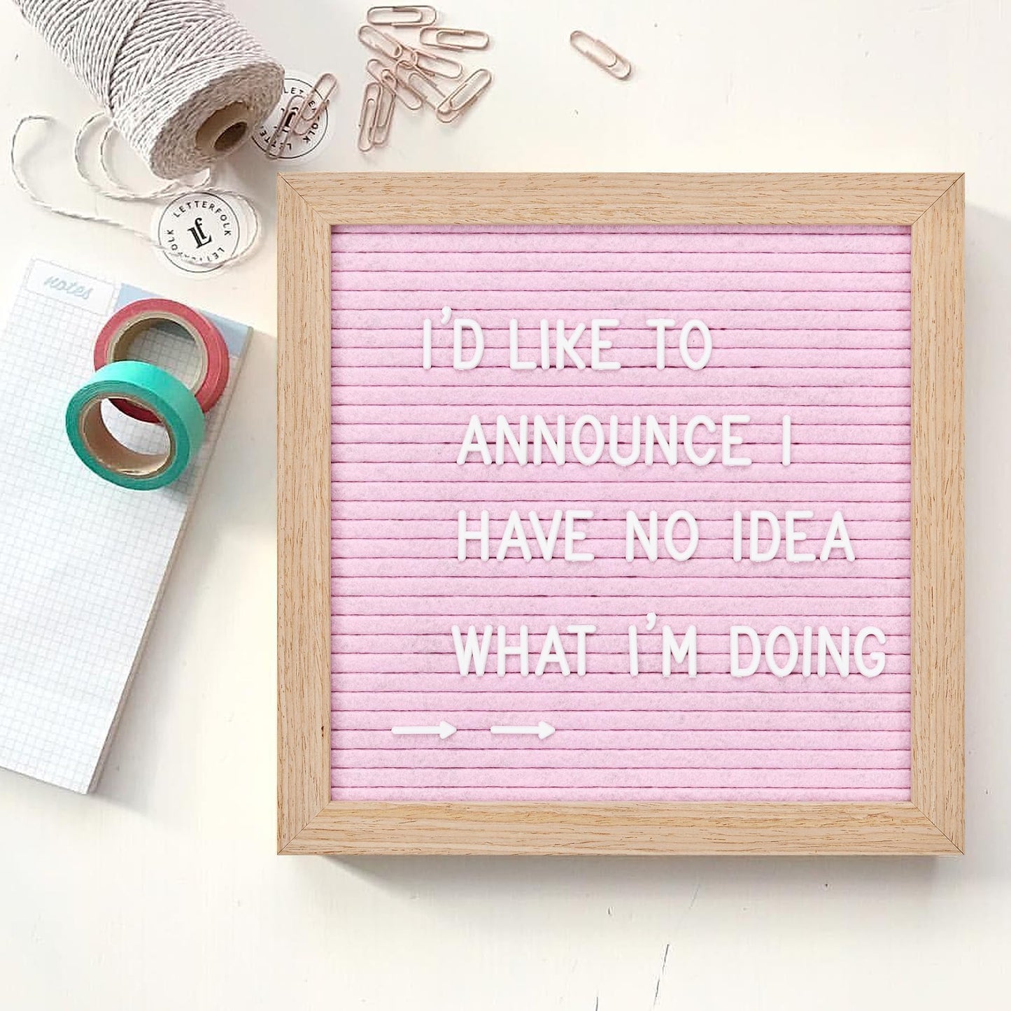 Felt Letter Board with 294 Letters, Numbers, Symbols - 10x10 inch Changeable Message Board with Wooden Frame Wall Mount (Pink)