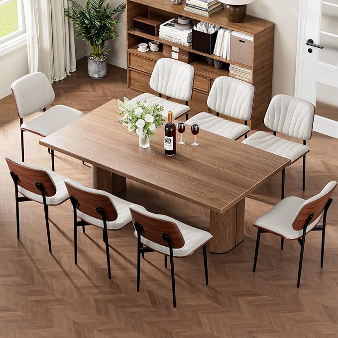 REONEY Dining Chairs Set of 4, Mid-Century Modern Upholstered PU Leather Chairs