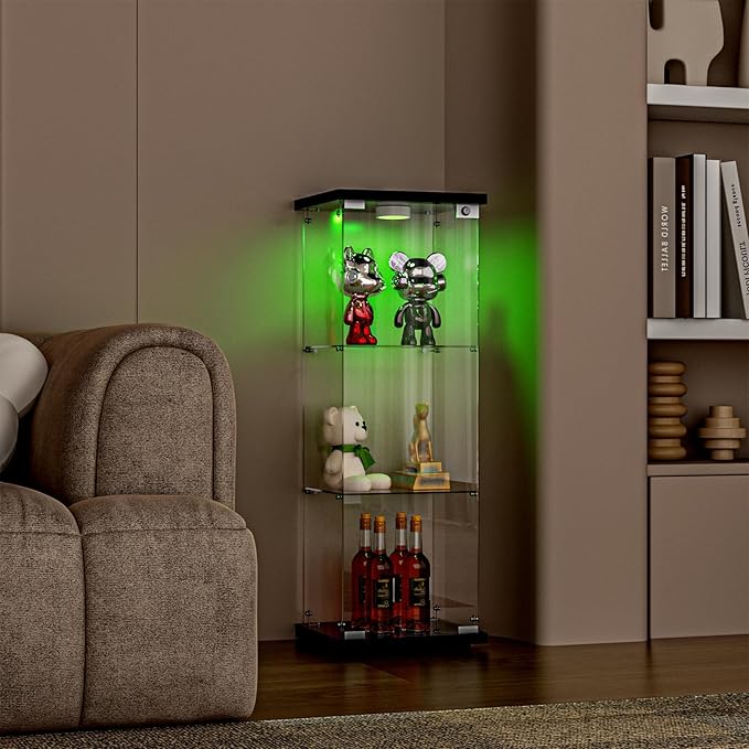 FANYUSHOW 3-Shelf Glass Display Cabinet