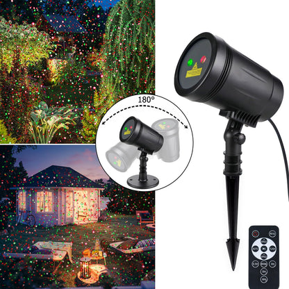 Christmas Projector Lights Outdoor, Christmas Laser Lights Spotlight Red and Green Star Show with Rf Wireless Remote Christmas Decorations for Outdoor Garden Patio Wall Xmas Holiday Party