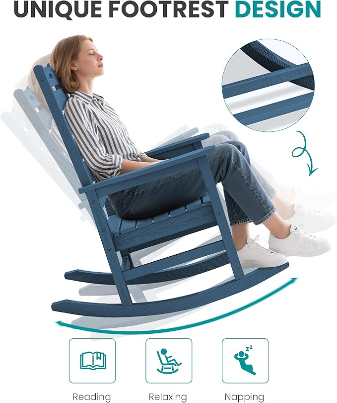 SERWALL Outdoor Rocking Chair Set of 2, Oversized Rocking Chair