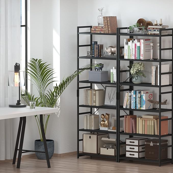 NUMENN 6 Tier Bookshelf, Tall Bookcase Shelf Storage Organizer, Modern Book