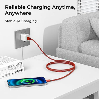 Basesailor USB Type C Charger Cable 10FT 2Pack,Nylon Charging Power Cord for iPhone 17 16 15 Pro Max,Samsung Galaxy S25 S24,Moto Z3 Z4 G7 G8 G9 Play Power G Pro Fast Stylus,Motorola Razr Edge One 5G