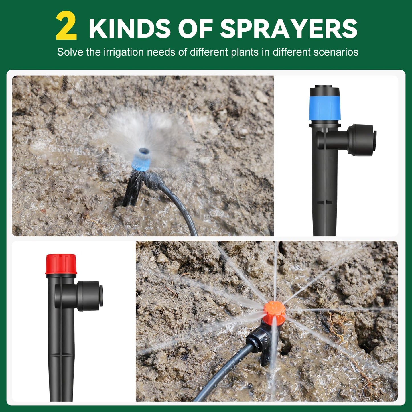 Drip Irrigation System for Garden, 2026-Upgraded Quick Connect Garden Watering Kit All-in-One with 1/2 inch 1/4 inch Irrigation Tubing for Garden, Lawn, Greenhouse, Raised Beds (91FT)
