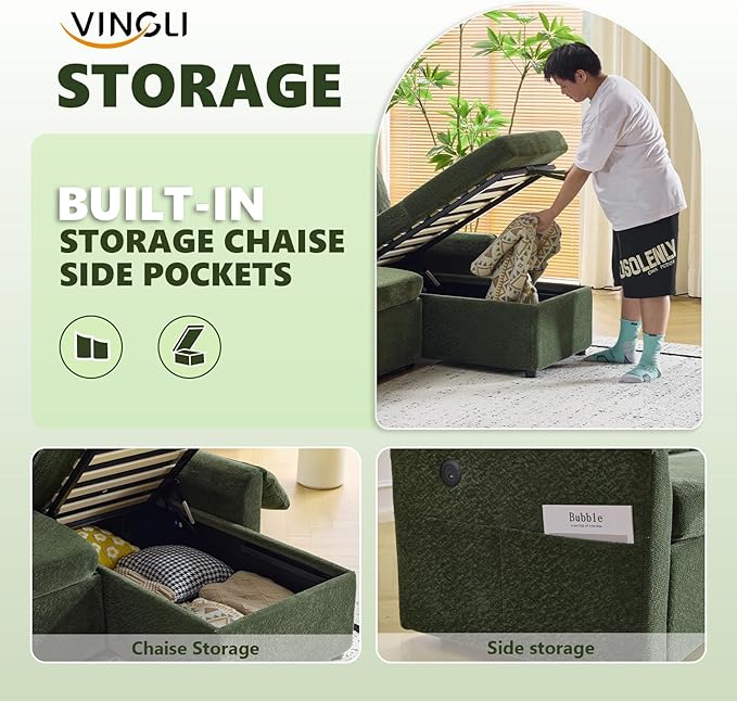 VINGLI Green Convertible Futon Sofa Bed, Sleeper Sofa