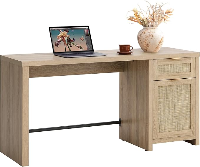 SICOTAS Rattan Home Office Desk