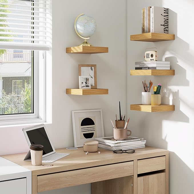 fuqing Floating Shelves for Wall, Wall Mounted Wood Floating Shelf