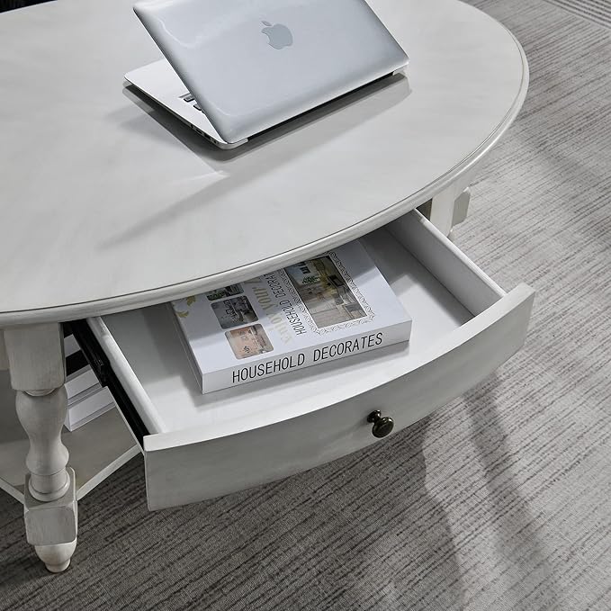 Solid Wood Oval Coffee Table