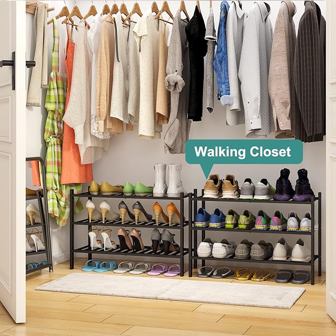 viewcare 3-Tier Black Bamboo Shoe Rack