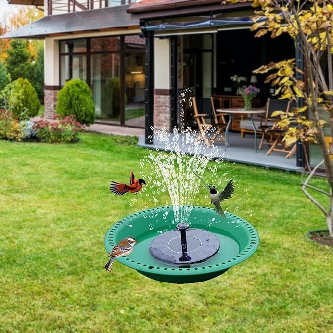 OVZILKI Bird Baths for Outdoors Heavy Duty, 10 inch BirdBath Bowl Only with Rust-Proof Black Chains, Hanging Bird Bath Hanging Bird-Feeder for Garden Backyard Decor (Green 1 Pack)
