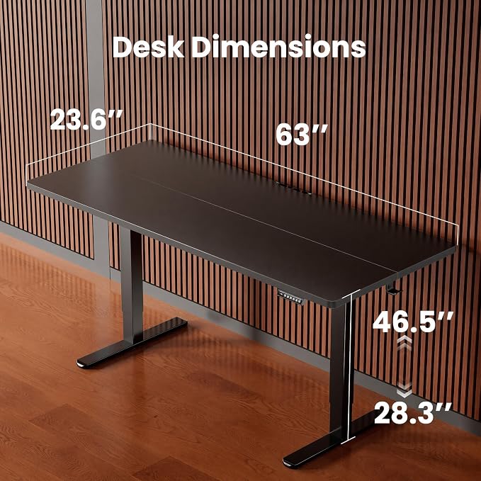 ErGear Height Adjustable Electric Standing Desk, 63 x 24 Inches Sit Stand up Desk, Memory Computer Home Office Desk, Black