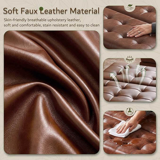 LINLUX Extra Large Leather Storage Ottoman, 35.5 Inch Large Square Lift Top