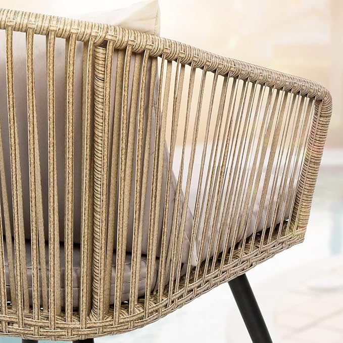 YITAHOME 3-Piece Wicker Small Patio Balcony Chair Set, Outdoor Rattan