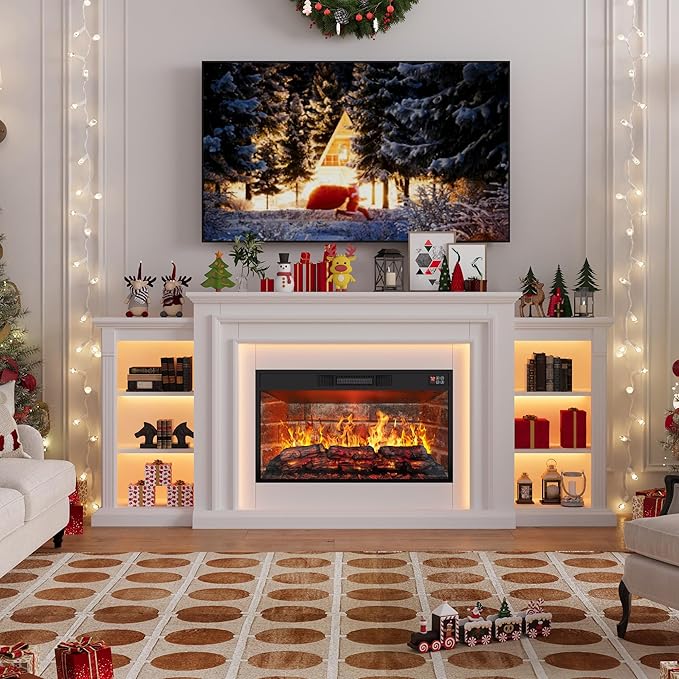 80" LED Lights Electric Fireplace