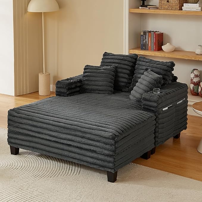 Amsleekey 64" Chaise Lounge Chair Indoor, Oversized Sleeper Chair
