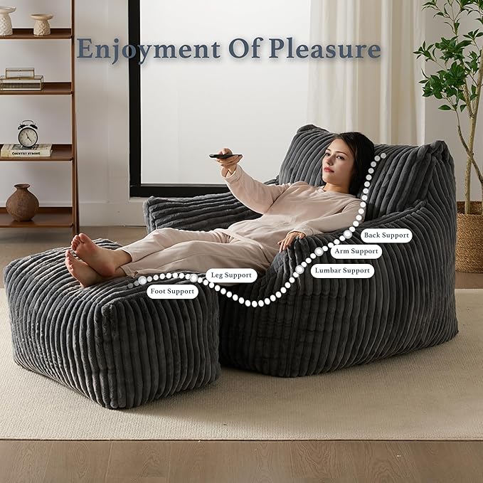 Gericco Oversized Bean Bag Chaise Lounge Chair Indoor