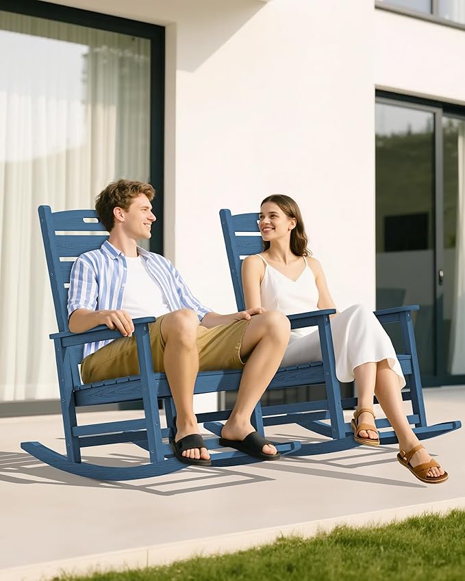 SERWALL Outdoor Rocking Chair Set of 2, Oversized Rocking Chair