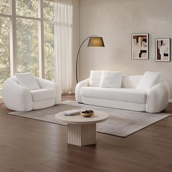 SICOTAS 90.6" Curved Convertible Sofa Couch Bed