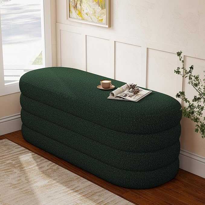 Busaurus Storage Ottoman Bench 49.2 Inch Upholstered Fabric Storage Bench