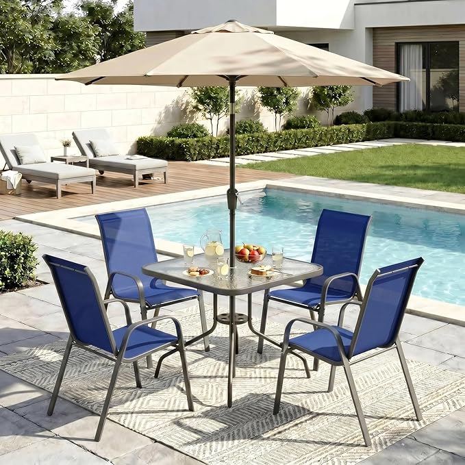 Arlopu 5 Piece Outdoor Patio Dining Set, Porch Furniture