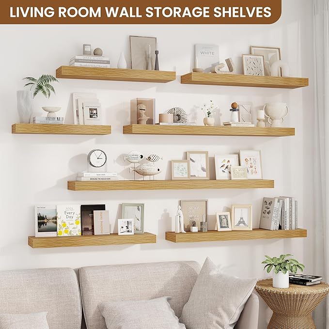 fuqing Floating Shelves for Wall, Wall Mounted Wood Floating Shelf