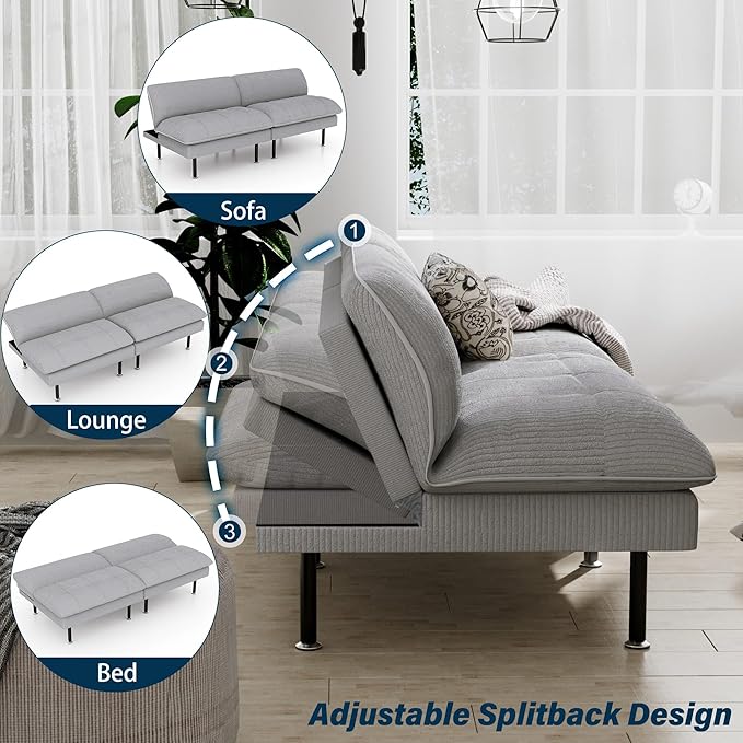 Ribilake 70" Futon Sofa Bed, 4 in 1 Multi-Function Couch Sleeper