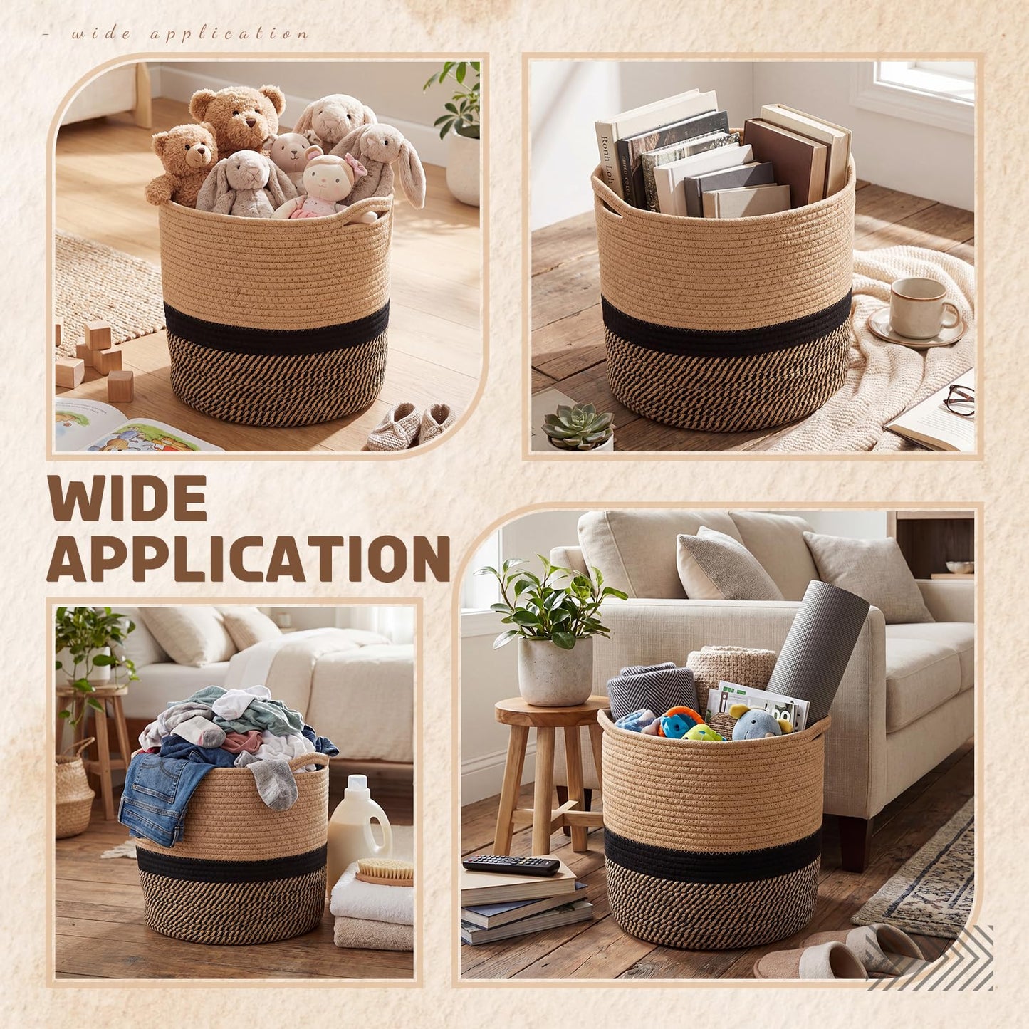 Xuhal 3 Pcs Plant Basket Woven Storage Basket Boho Planter Baskets Modern Woven Flower Tree Pots for Home Decor Blankets Organization