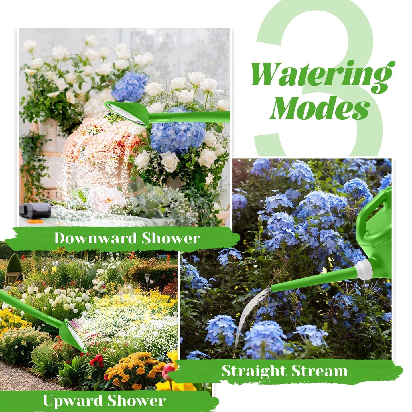 1 Gallon Watering Can, Garden Watering Can Outdoor, Plant Water Can with Removable Long Spout and Stainless Steel Sprinkler Head, Plastic Indoor Watering Cans for Gardening Flower Plants