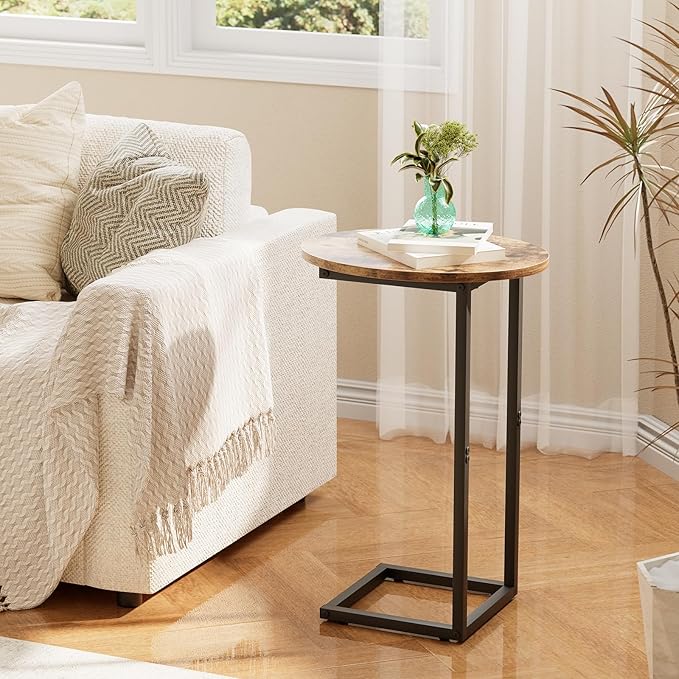 C Shaped End Table, Oval Couch Sofa Side Table