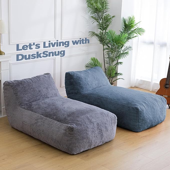 Giant Bean Bag Chair for Adults, Big Faux Fur Plush Bean Bag Lounger, Large