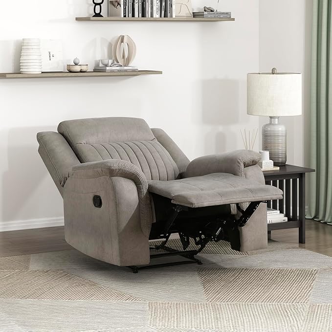 Lexicon Manual Recliner Chair, Polished Microfiber Reclining Sofa Chair