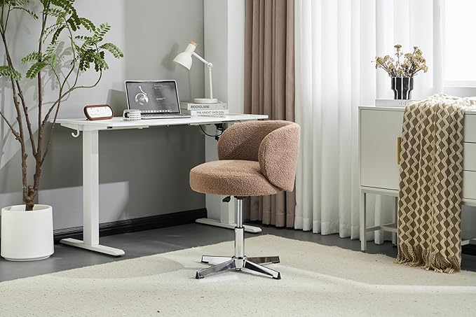 VINGLI Cute Small Swivel Desk Chair Comfy no Wheels, Ergonomic Low-Back Lumbar