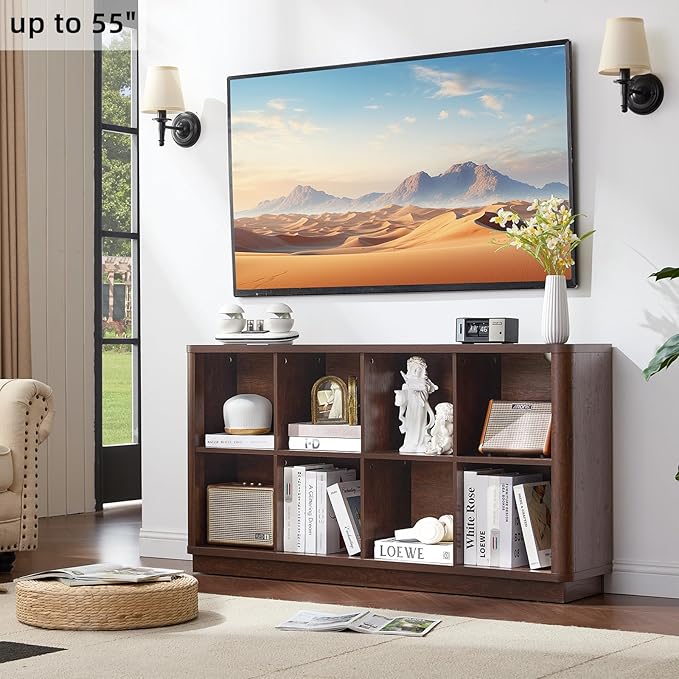 Joaxswe 8 Cube Bookcase, Floor Standing 2-Tier Cubby TV Stand Bookshelf