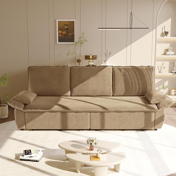 KEIKI 94.5'' King Sleeper Sofa Bed, Space-Saving 3-in-1 Pull Out Futon Couch
