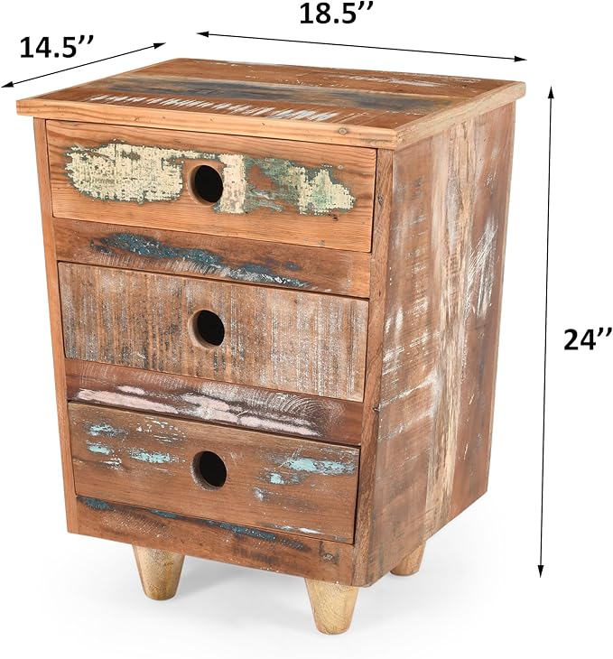 End Table Recycled Wood Nightstand, Side Table