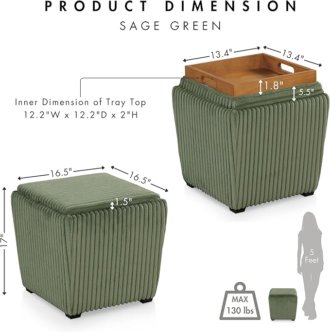 Furniture of America Lennox Modern Chenille 17-inch Square Storage Ottoman